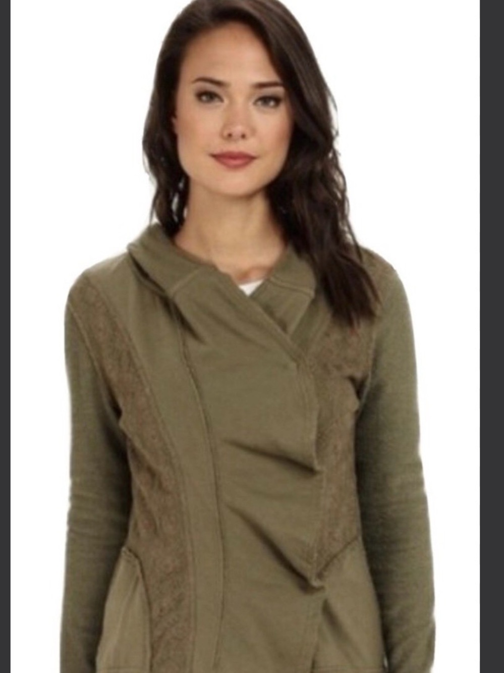 Free People Olive Wrap-Front Knit Cardigan